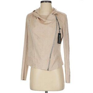 NWT BlankNYC Cream Moto Jacket Neutral Faux Suede Size Small